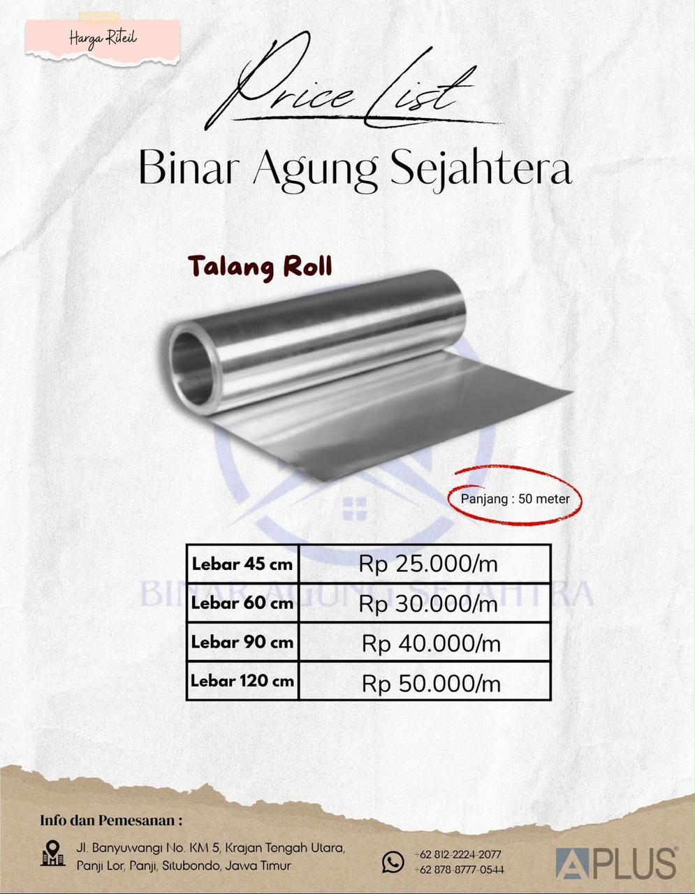 Talang Roll Lebar 45cm